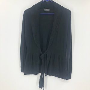 Yessica Cardigan Womens Medium Black Peplum Belted Tie Sweater